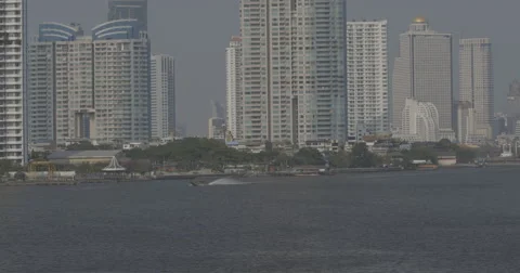 Riverboat Traffic on Chao Phraya River (4K) Stock Footage 48207991