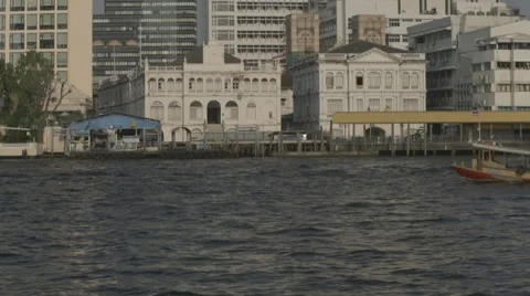 Riverboat Traffic on Chao Phraya River Stock Footage 48208229