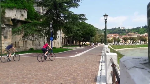 Riverfront on the bicycle Video stock 90375650