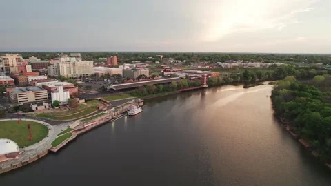 Riverfront city park inside American city of Montgomery, AL Stock Footage 328105669