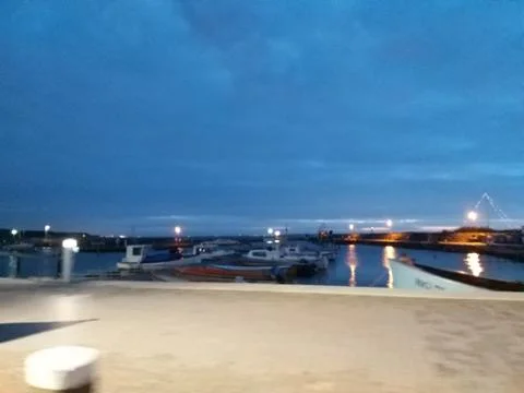 A riverfront in the evening Foto stock