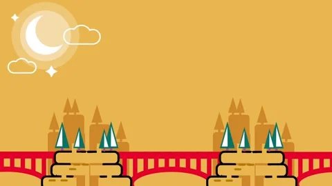 Riverfront Village Bridge Scene Stock Footage 335637763