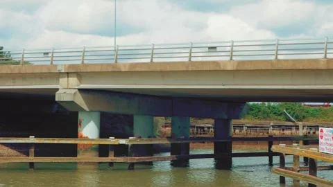 Riverhead Grimsby showing Flyover Bridge Stock Footage 246916682