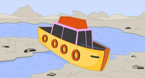 Rivers disappearing crisis flat illustration Stock Illustration