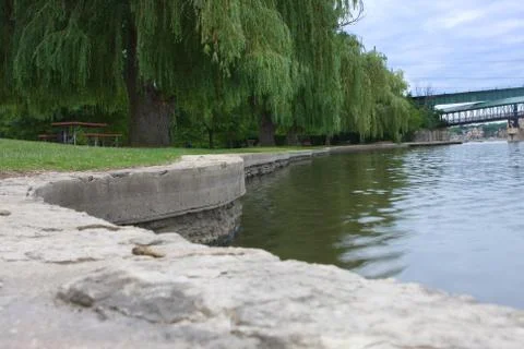 Rivers edge at the park Stock Photos