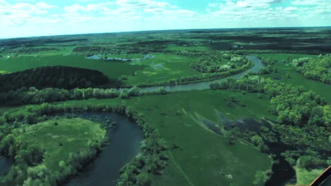 Rivers, forests, lakes view from a helicopter. Desna river 動画素材 154106978