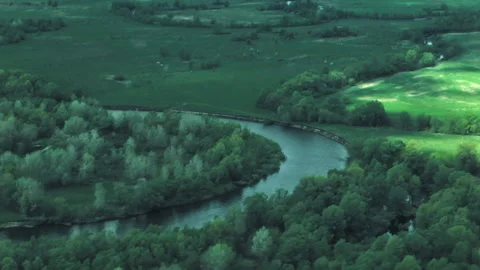 Rivers, forests, lakes view from a helicopter. Desna river 動画素材 154107203