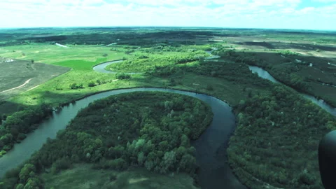 Rivers, forests, lakes view from a helicopter. Desna river 動画素材 154107264