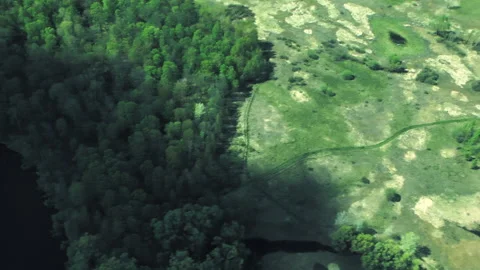 Rivers, forests, lakes view from a helicopter. Desna river 動画素材 154447935
