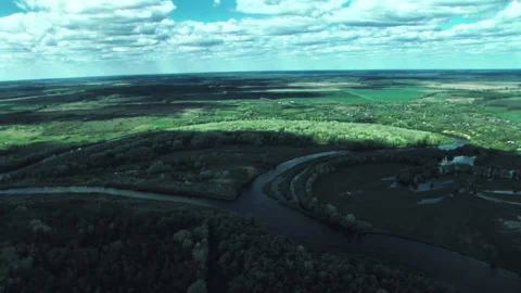 Rivers, forests, lakes view from a helicopter. Desna river Stock-Footage 154468222