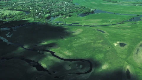 Rivers, forests, lakes view from a helicopter. Desna river Stock-Footage 154468275