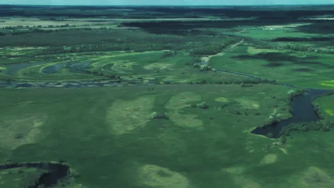 Rivers, forests, lakes view from a helicopter. Desna river Stock-Footage 154468341