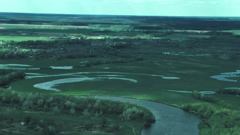 Rivers, forests, lakes view from a helicopter. Desna river Stock-Footage 154468487
