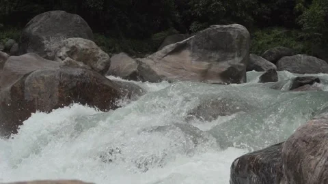 Rivers in hilly areas are very drought during monsoon Stock Footage 250356418