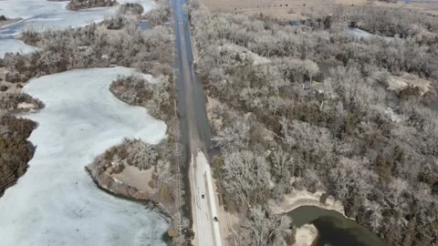 Rivers in Nebraska, watching the flooding. Stock Footage 149708857