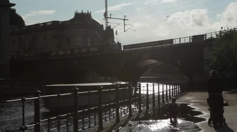 Riverside in Berlin Stock Footage 48295999