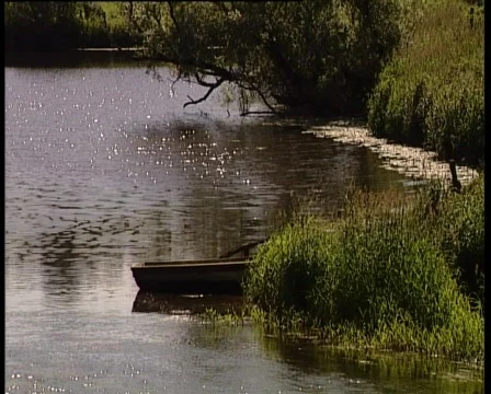 Riverside boat Stock Footage 687978