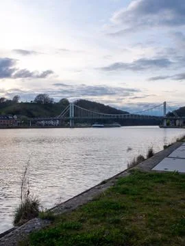 Riverside bridge view Stock Photos