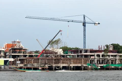 Riverside building construction Foto stock