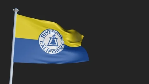 Riverside California - Loopable 3D flag animation with Alpha Channel and Tran Stock-Footage 91052590