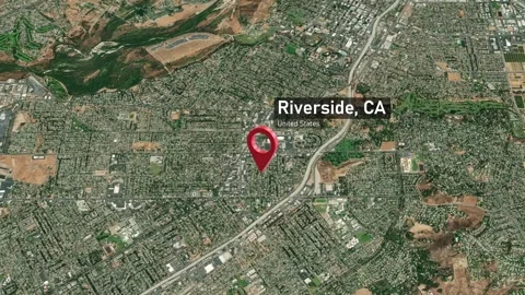 Riverside City Map Zoom (CA, USA) from Space to Earth Stock-Footage 240403257
