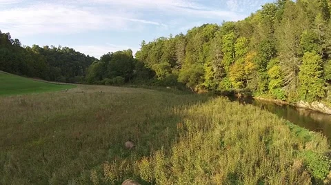 Riverside Field Flyover Stock Footage 53368322