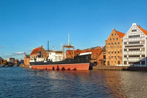 Riverside of Gdansk Foto stock