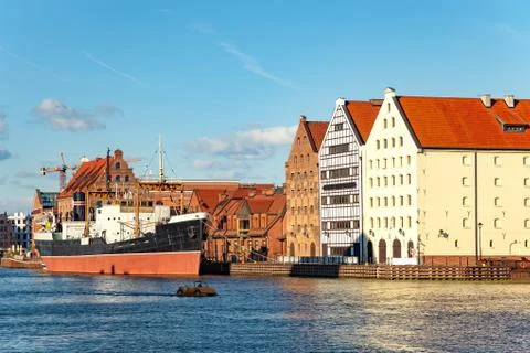Riverside of Gdansk Stock Photos