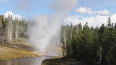 Riverside Geyser Yellowstone Video stock 64942372