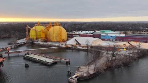 Riverside Industrial Complex Delaware River Stock Footage 304565890