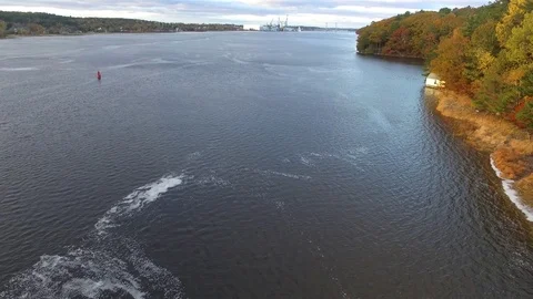 Riverside Lighthouse From the Air Video stock 97545537
