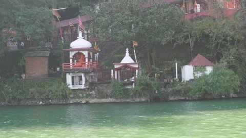 Riverside Mountain Temple in India Stock Footage 337623011