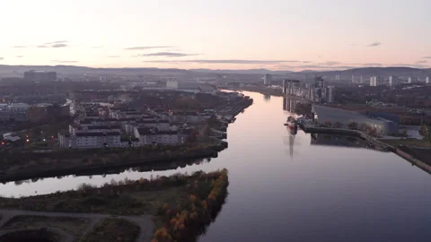 Riverside Museum and the River Clyde at Dusk Stock-Footage 132924685