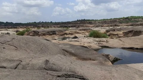 Riverside natural scenery rocks Stock Footage 155680864