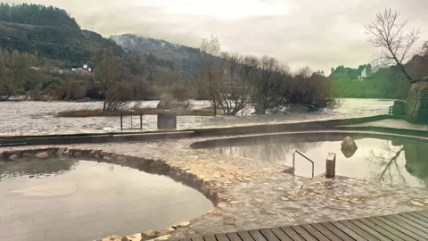 Riverside Pool Overflowing After Heavy Rains Stock Footage 274906660