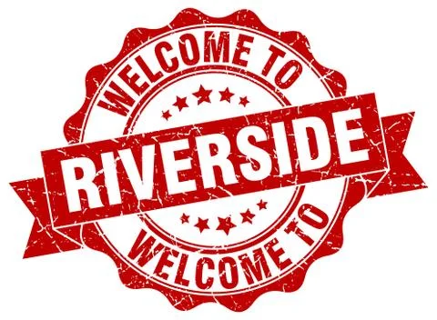 Riverside round ribbon seal Stock Illustration