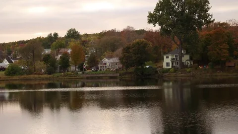 Riverside Scene Fall Colors- Timelapse of East River in New Glasgow Nova Scotia Stock Footage 72426624