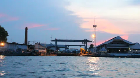 Riverside in town Stock Footage 25929043