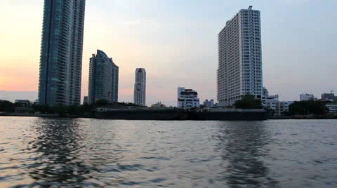 Riverside in town Stock Footage 25929260