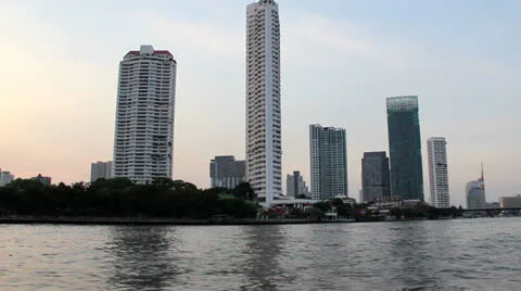 Riverside in town Stock Footage 25929272