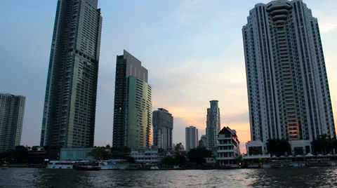 Riverside in town Stock Footage 25929403