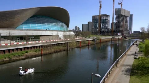 Riverside view of the Olympic Stadium Stock Footage 153337833