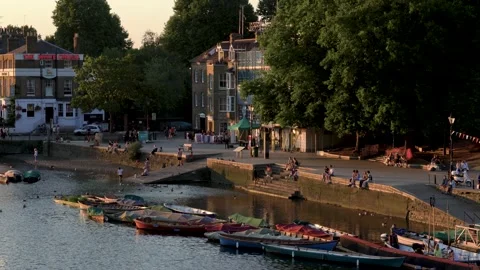 Riverside view of Richmond-upon-Thames in London, England Stock Footage 211786332