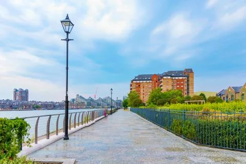 Riverside walking path Stock Photos