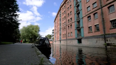Riverside walking path on a sunny day at Castle Wharf in Nottingham Stock Footage 118279520
