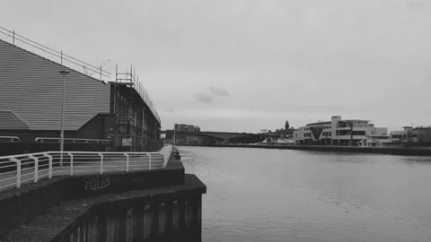 A riverside walkway Video stock 171889984