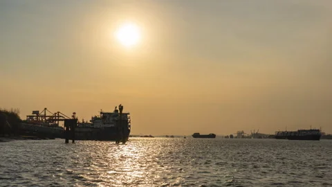 Riverside Wharf Water Surface Time Lapse 4K Footage Stock Footage 320039997