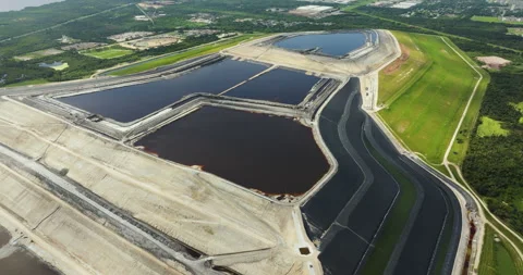 Riverview phosphogypsum stack, large open air phosphogypsum waste storage near Stock Footage 254937629