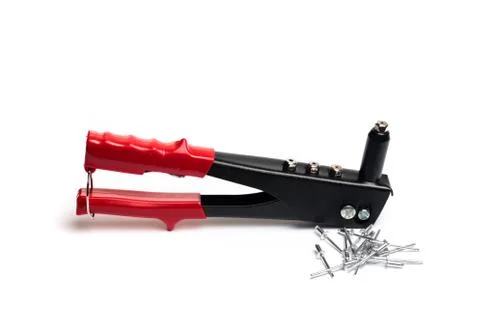 Rivet and joint tool with  rivets isolated on white background- Image Stock Photos