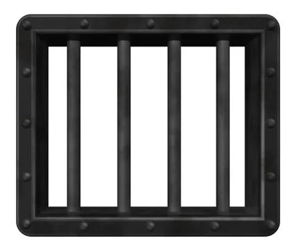 Riveted steel prison window - 3d illustration Stock Illustration